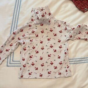 Little English Red and White Santa and candy cane Turtleneck shirt
